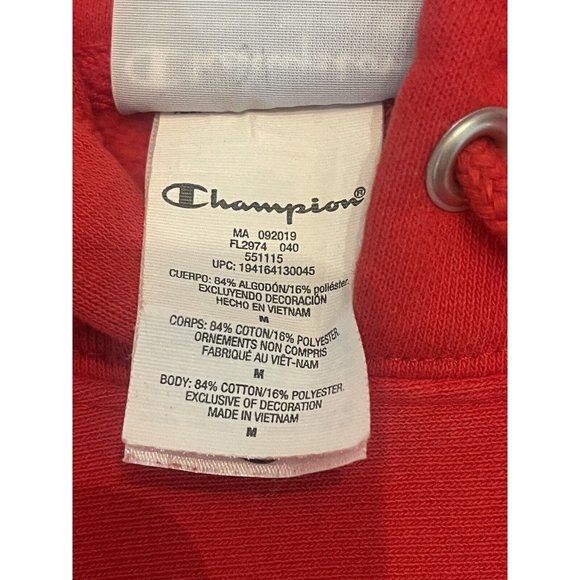 Champion Hoodie Mens Medium Red Reverse Weave Coca Cola Sweatshirt Adult **‎ - Picture 7 of 9